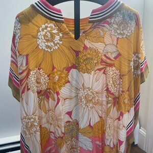 Trina Turk Theodora Silk Caftan Dress Multicolor M/L